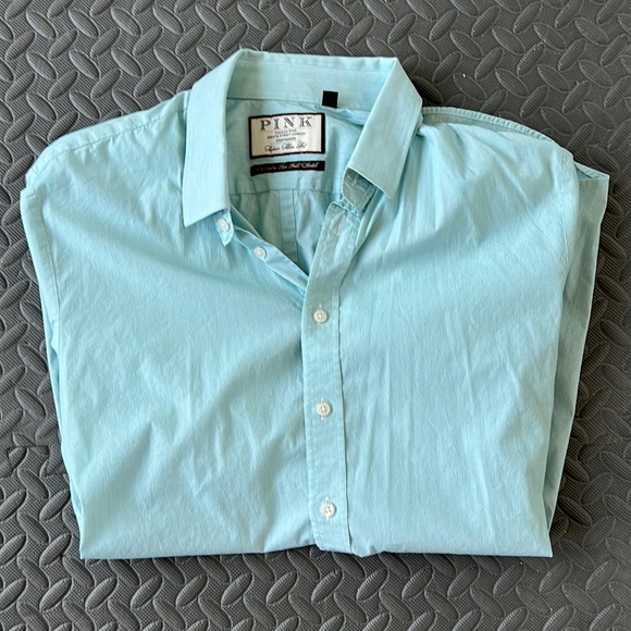 PINK Mint Green Mens Dress Shirt - Picture 2 of 4